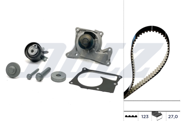 Set pompa apa + curea dintata DACIA LOGAN pick-up (US_) 1.5 dCi diesel 75 cai DOLZ KD103