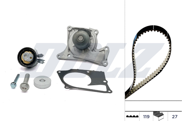 Set pompa apa + curea dintata DACIA LOGAN MCV II 1.5 dCi diesel 75 cai DOLZ KD113