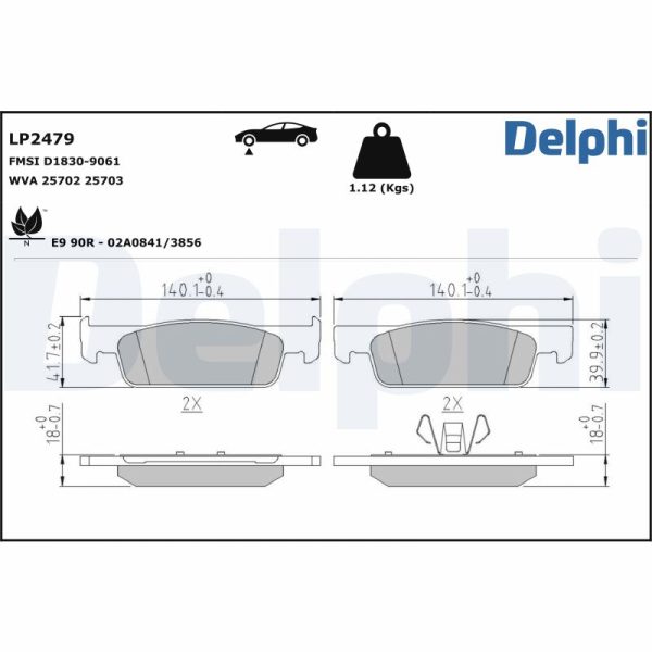 Placute frana DACIA SANDERO 1.6 MPI 85 (BS03) benzina 84 cai DELPHI LP2479