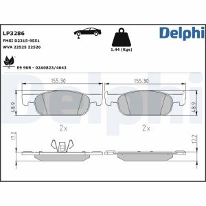 Placute frana DACIA LOGAN MCV II TCe 90 LPG Benzina/Autogaz (GPL) 90 cai DELPHI LP3286