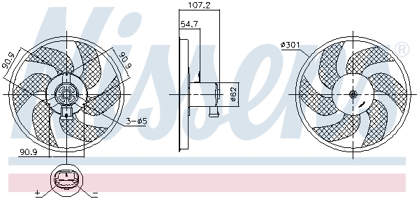 Ventilator radiator DACIA SANDERO II 1.0 TCe 100 (B8ML) benzina 101 cai NISSENS 850084