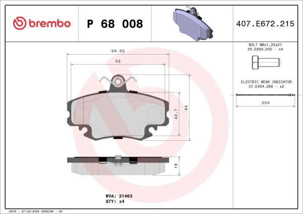 Placute frana DACIA LOGAN MCV (KS_) 1.5 dCi (KS0K) diesel 68 cai BREMBO P 68 008