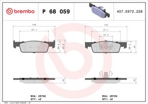Placute frana DACIA LOGAN MCV II TCe 90 (K8M1, K8MA, K8AC) benzina 90 cai BREMBO P 68 059