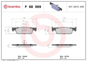 Placute frana DACIA SANDERO II 1.5 dCi diesel 90 cai BREMBO P 68 069