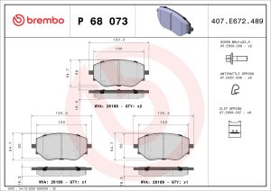 Placute frana DACIA JOGGER (RK_) 1.0 TCe 110 (RKMD) benzina 110 cai BREMBO P 68 073