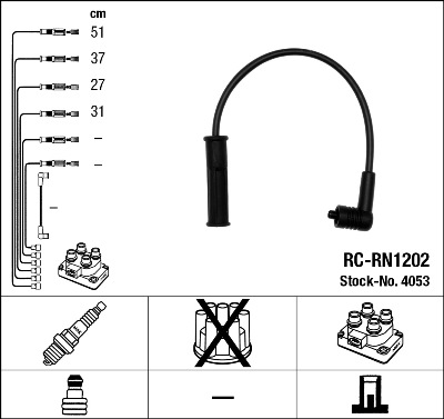 Set cablaj aprindere DACIA SANDERO 1.4 (BS0C, BS0A, BS0G, BS1F, BS0E) benzina 75 cai NGK 4053