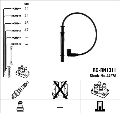 Set cablaj aprindere DACIA LOGAN (LS_) 1.2 16V (LS1N, LS02, BS02) benzina 75 cai NGK 44278