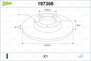 Disc frana DACIA SANDERO II TCe 90 (B8M1, B8MA, B8AC) benzina 90 cai VALEO 197308