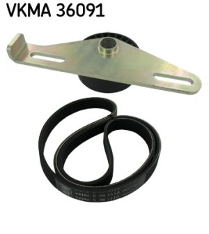 Set curea transmisie cu caneluri DACIA LOGAN (LS_) 1.6 (LSOB, LSOD, LSOF, LSOH) benzina 87 cai SKF VKMA 36091