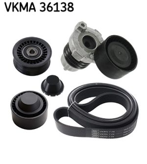 Set curea transmisie cu caneluri DACIA DUSTER Autoutilitara/SUV 1.2 TCe 125 4x4 (HSAU) benzina 125 cai SKF VKMA 36138