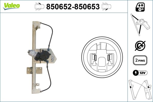 Mecanism actionare geam DACIA LOGAN (LS_) 1.6 16V (LS09, LS0L, LS0M, LS0P, LS0V, LS18, LS1S, LS1V,... benzina 105 cai VALEO 850652