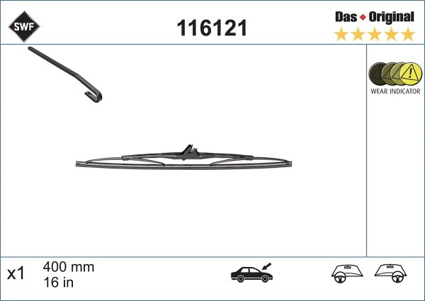 Lamela stergator DACIA LODGY (JS_) 1.6 LPG Benzina/Autogaz (GPL) 83 cai SWF 116121