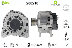 Alternator VALEO 200210 DACIA DUSTER AUTOUTILITARA/SUV 1,461 cmc (K9K 666, K9K 856) diesel 109 VALEO 200210