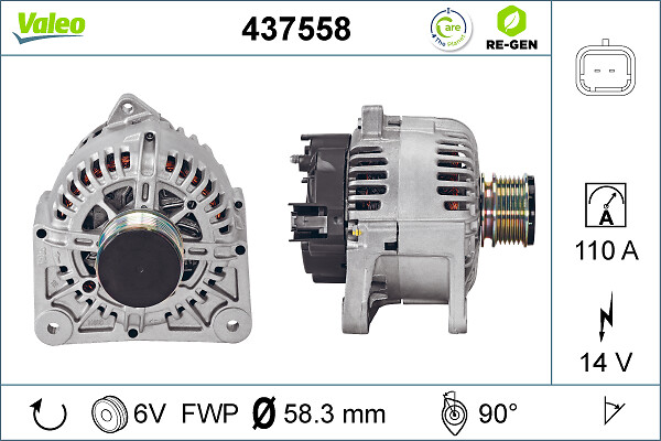 Alternator VALEO 437558 DACIA LOGAN (LS_) 1,598 cmc (K7M 710, K7M 718) benzina 87 VALEO 437558