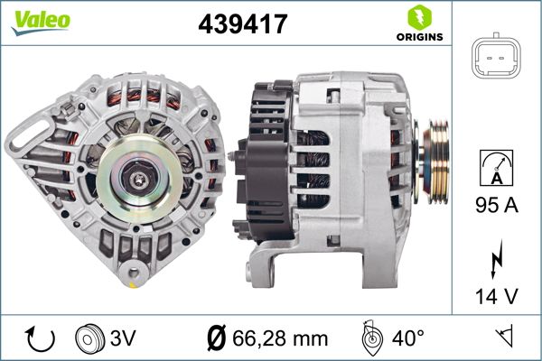 Alternator VALEO 439417 DACIA LOGAN II 1,149 cmc (D4F 734) Benzina/Autogaz (GPL) 72 VALEO 439417