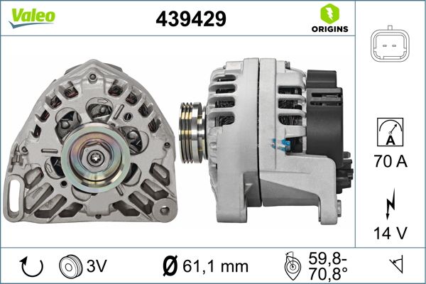 Alternator VALEO 439429 DACIA LOGAN (LS_) 999 cmc (D4D 760) Benzina/Etanol 76 VALEO 439429