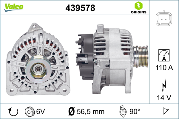 Alternator VALEO 439578 DACIA LOGAN EXPRESS (FS_) 1,598 cmc (K7M 800) benzina 84 VALEO 439578