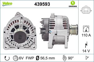 Alternator VALEO 439593 DACIA LOGAN (LS_) 1,598 cmc (K4M 696) Benzina/Etanol 105 VALEO 439593