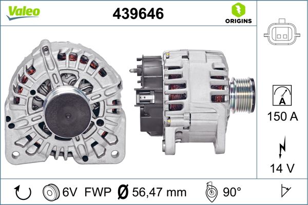 Alternator VALEO 439646 DACIA LOGAN MCV (KS_) 1,598 cmc (K7M 800) benzina 84 VALEO 439646
