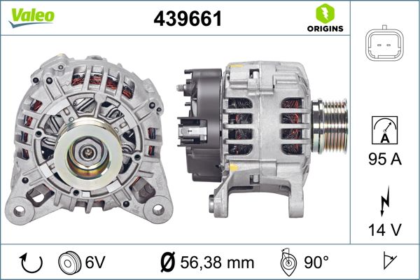 Alternator VALEO 439661 DACIA LOGAN II 1,598 cmc (K4M 842) benzina 105 VALEO 439661