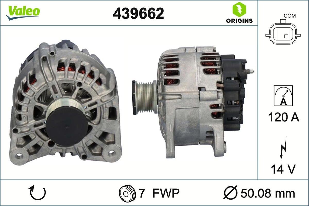Alternator VALEO 439662 DACIA DUSTER (HM_) 1,197 cmc (H5F 408) benzina 125 VALEO 439662