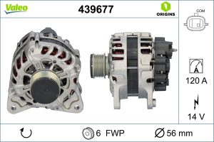 Alternator VALEO 439677 DACIA SANDERO II 1,461 cmc (K9K 626, K9K 838, K9K 612, K9K 872) diesel 75 VALEO 439677