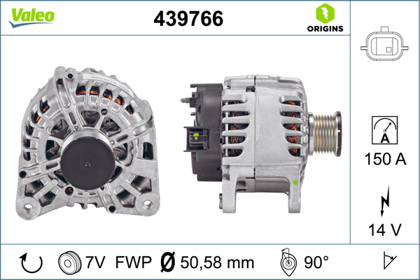 Alternator VALEO 439766 DACIA DUSTER (HS_) 1,197 cmc (H5F 404, H5F 408) benzina 125 VALEO 439766