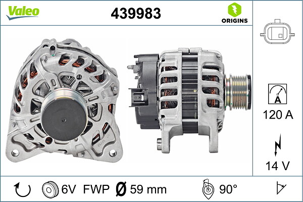 Alternator VALEO 439983 DACIA LOGAN II 1,461 cmc (K9K 838, K9K 830) diesel 84 VALEO 439983
