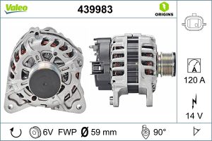 Alternator VALEO 439983 DACIA LOGAN II 1,461 cmc (K9K 626, K9K 612, K9K 872) diesel 75 VALEO 439983