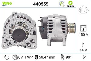 Alternator VALEO 440559 DACIA DUSTER (HS_) 1,461 cmc (K9K 898, K9K 858, K9K 658) diesel 109 VALEO 440559