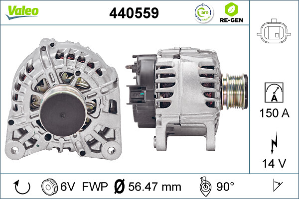 Alternator VALEO 440559 DACIA DOKKER microbus (KE_) 1,461 cmc (K9K 626, K9K 612) diesel 90 VALEO 440559