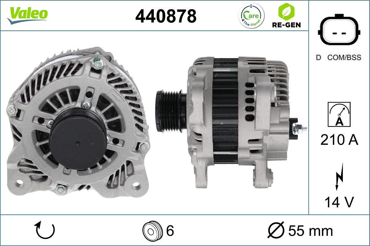 Alternator VALEO 440878 DACIA LOGAN MCV II 1,461 cmc (K9K 838, K9K 830) diesel 84 VALEO 440878