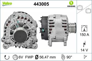 Alternator VALEO 443005 DACIA LOGAN MCV II 1,461 cmc (K9K 838, K9K 830) diesel 84 VALEO 443005