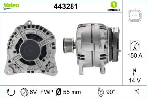 Alternator VALEO 443281 DACIA LOGAN (LS_) 1,598 cmc (K4M 696) Benzina/Etanol 105 VALEO 443281