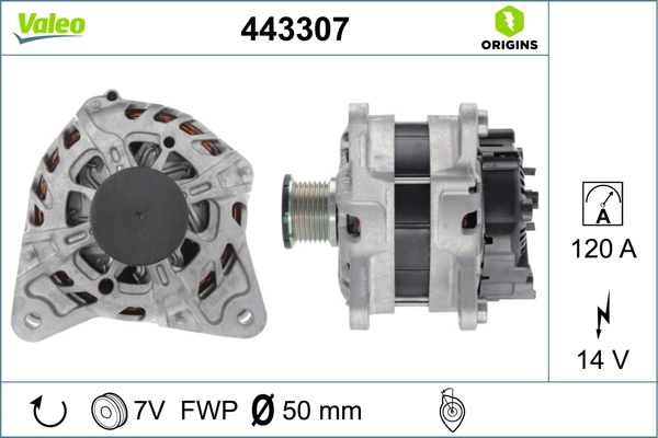 Alternator VALEO 443307 DACIA DUSTER (HM_) 1,332 cmc (H5H 480, H5H 470) benzina 131 VALEO 443307