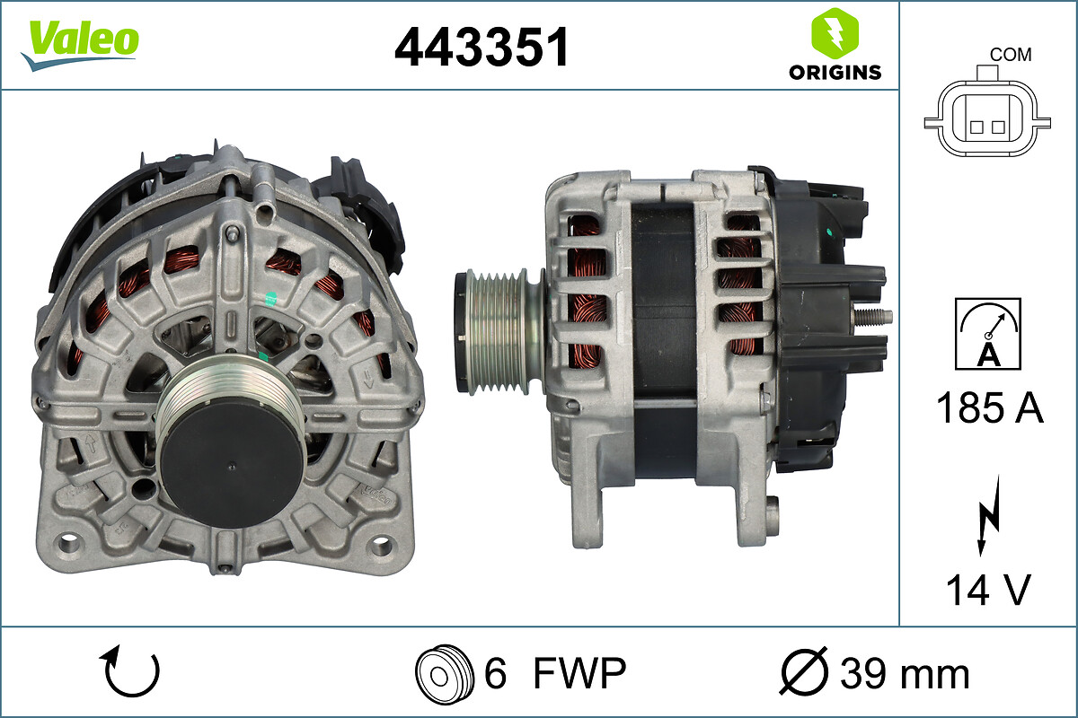 Alternator VALEO 443351 DACIA LOGAN MCV II 1,461 cmc (K9K 626, K9K 612) diesel 75 VALEO 443351
