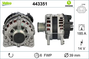 Alternator VALEO 443351 DACIA SANDERO II 1,461 cmc (K9K 626, K9K 838, K9K 612, K9K 872) diesel 75 VALEO 443351