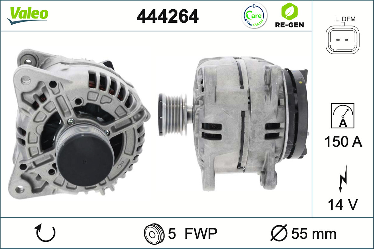 Alternator VALEO 444264 DACIA DUSTER (HM_) 1,461 cmc (K9K 667, K9K 656) diesel 109 VALEO 444264