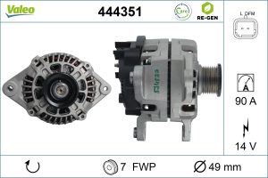 Alternator VALEO 444351 DACIA LODGY (JS_) 1,197 cmc (H5F 402, H5F 408) benzina 115 VALEO 444351
