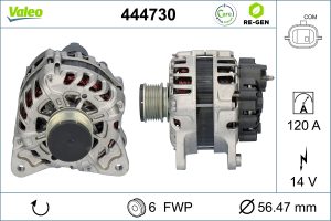 Alternator VALEO 444730 DACIA LODGY (JS_) 1,461 cmc (K9K 612, K9K 830) diesel 85 VALEO 444730