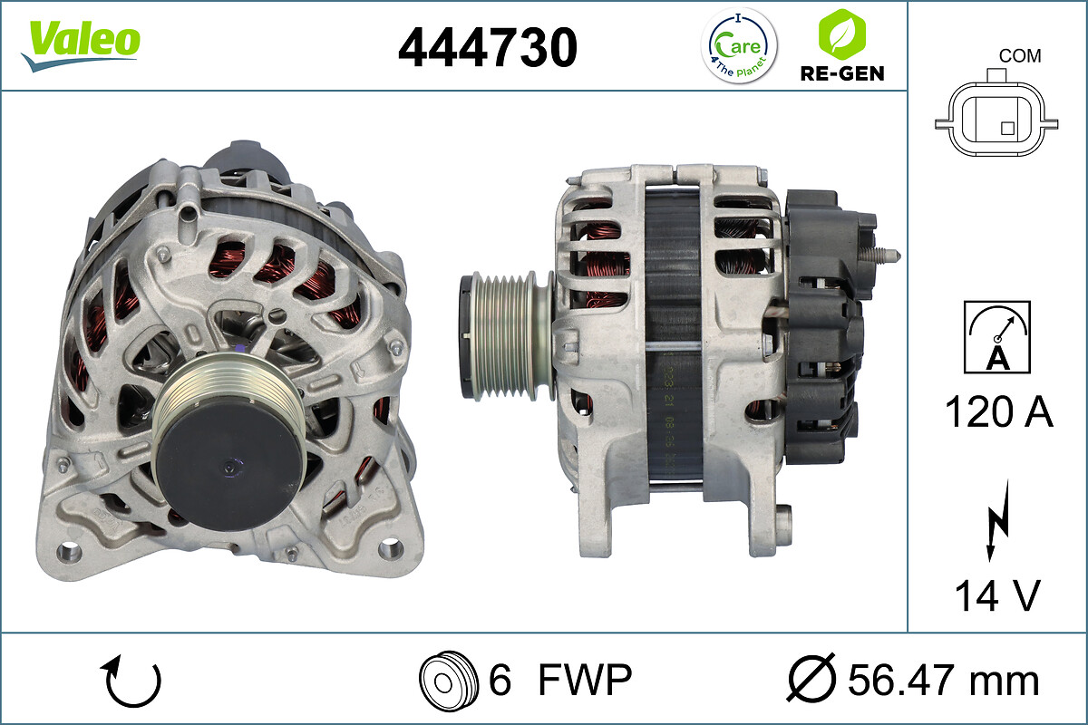 Alternator VALEO 444730 DACIA LODGY (JS_) 1,461 cmc (K9K 612, K9K 830) diesel 85 VALEO 444730