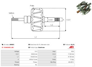 Alternator AS-PL A0997(SEG) DACIA SANDERO II 1,461 cmc (K9K 626, K9K 838, K9K 612, K9K 872) diesel 75 AS-PL A0997(SEG)