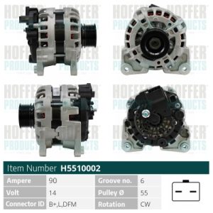 Alternator HOFFER H5510002 DACIA LOGAN MCV (KS_) 1,598 cmc (K7M 800) benzina 84 HOFFER H5510002