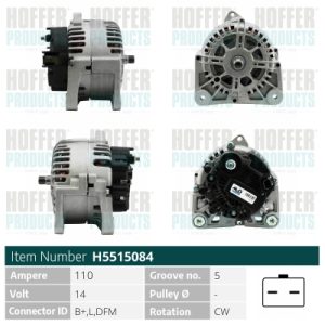 Alternator HOFFER H5515084 DACIA LOGAN pick-up (US_) 1,461 cmc (K9K 892) diesel 75 HOFFER H5515084