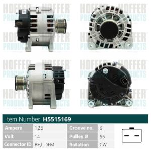 Alternator HOFFER H5515169 DACIA LOGAN pick-up (US_) 1,461 cmc (K9K 892) diesel 75 HOFFER H5515169