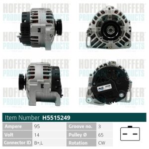 Alternator HOFFER H5515249 DACIA SANDERO II 1,149 cmc (D4F 732) benzina 73 HOFFER H5515249