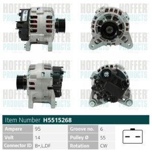 Alternator HOFFER H5515268 DACIA SANDERO 1,598 cmc (K4M 694, K4M 690) benzina 105 HOFFER H5515268
