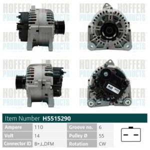 Alternator HOFFER H5515290 DACIA LOGAN pick-up (US_) 1,598 cmc (K7M 800) benzina 84 HOFFER H5515290