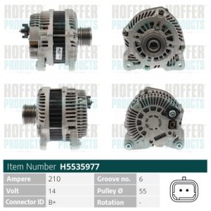 Alternator HOFFER H5535977 DACIA LOGAN MCV II 1,461 cmc (K9K 838, K9K 830) diesel 84 HOFFER H5535977