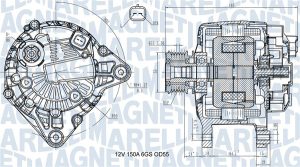 Alternator MAGNETI MARELLI 063731617810 DACIA DUSTER AUTOUTILITARA/SUV 1,461 cmc (K9K 858, K9K 658) diesel 109 MAGNETI MARELLI 063731617810